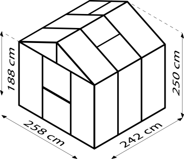 Preview: Vitavia Premium Gewächshaus Zeus 6200 BxT 258x242cm 10mm HKP 6,2m² Alu schwarz