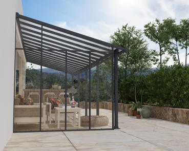 Palram-Canopia Seitenwand für Terrassenüberdachung Serie 3m Tiefe, anthrazit