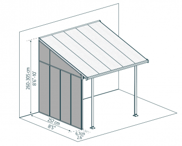 Palram-Canopia Seitenwand für Terrassenüberdachung Serie 3m Tiefe, anthrazit