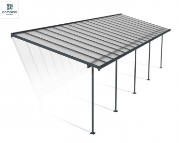 Palram-Canopia Terrassenüberdachung SIERRA 3x10.35 (299x1044cm) grau 6mm HKP klar