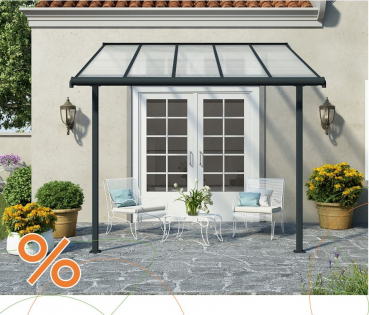 Palram-Canopia Terrassenüberdachung SIERRA 3x3.05 (299x314cm) grau 6mm HKP klar