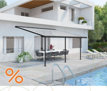 Palram-Canopia Terrassenüberdachung SIERRA 3x5.46 (299x555cm) grau 6mm HKP klar