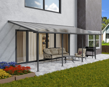 Palram-Canopia Terrassenüberdachung SIERRA 3x7.30 (299x739cm) grau 6mm HKP klar