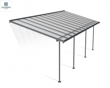 Palram-Canopia Terrassenüberdachung SIERRA 3x7.30 (299x739cm) grau 6mm HKP klar