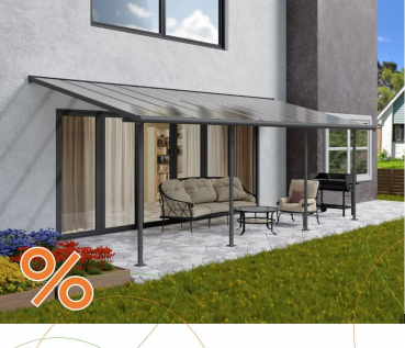 Palram-Canopia Terrassenüberdachung SIERRA 3x7.30 (299x739cm) grau 6mm HKP klar