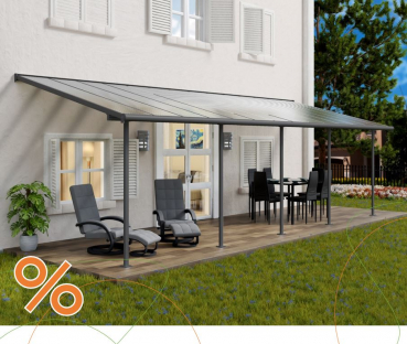 Palram-Canopia Terrassenüberdachung SIERRA 3x8.50 (299x860cm) grau 6mm HKP klar
