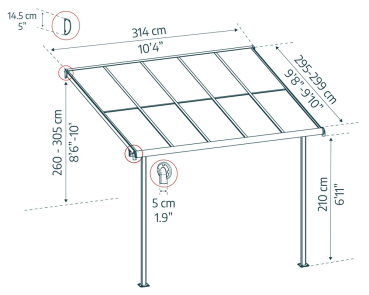 Palram-Canopia Terrassenüberdachung Sierra Cabrio 3x3 (295x314cm) Alu Grau
