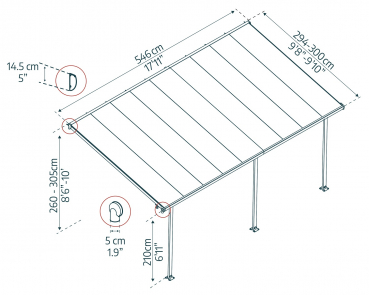 Palram-Canopia Terrassenüberdachung Feria 3x5 weiß TxB 295x546cm 8mm HKP
