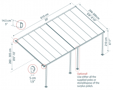 Palram-Canopia Terrassenüberdachung Feria 3x6 weiß TxB 295x610cm 8mm HKP