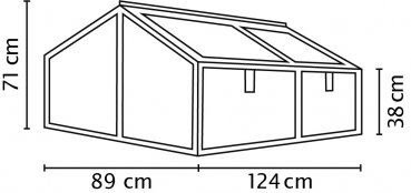 Vitavia Frühbeet Gamma TxBxH 89x124x71cm 4 Fenster 1m² 3mm ESG Glas Alu schwarz