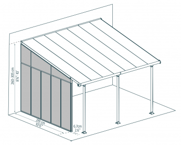 Palram-Canopia Seitenwand für Terrassenüberdachung Serie 4m Tiefe, weiß