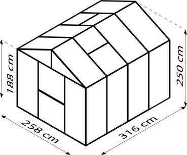 Preview: Vitavia Premium Gewächshaus Zeus 8100 BxT 258x316cm 10mm HKP 8,1m² Alu schwarz