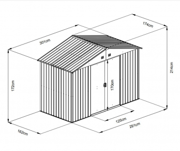 Pergart Metall Gerätehaus Dresden II 106 BxT 301x174cm 4,71m² schiefer/creme