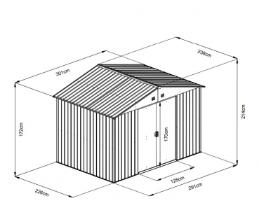 Pergart Metall Gerätehaus Dresden II 108 BxT 301x238cm 6,58m² schiefer/creme