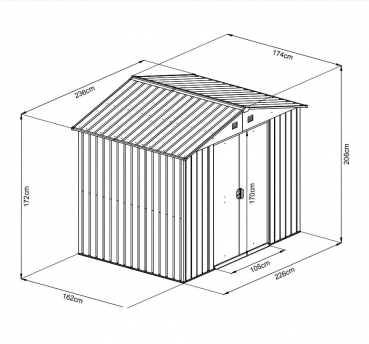 Pergart Metall Gerätehaus Dresden II 86 BxT 236x174cm 3,66m² schiefer/creme