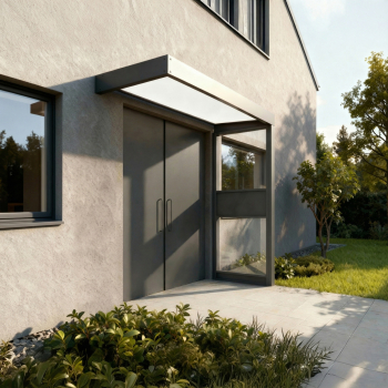 Palram-Canopia Tür Vordach Sophia 2150 (95x215cm) + 1 Seitenwand, Paneel Opal/Klar