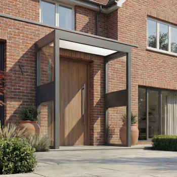 Preview: Palram-Canopia Tür Vordach Sophia 2150 215x95cm + 2 Seitenwände, Paneel Opal/Klar