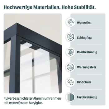 Palram-Canopia Tür Vordach Sophia 1600 (95x160cm) + 1 Seitenwand, Paneel Opal/Klar