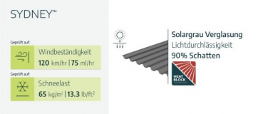 Palram-Canopia Doppel Carport SYDNEY WINGS 6x6 Alu schwarz - gewelltes Polycarbonat solargrau