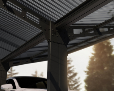 Palram-Canopia Doppel Carport SYDNEY WINGS 6x6 Alu schwarz - gewelltes Polycarbonat solargrau