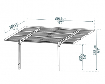 Palram-Canopia Carport Sydney 286x586cm Alu schwarz gewelltes Polycarbonat grau   