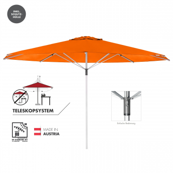 Doppler Marktschirm Telestar 500cm Teleskop Gastro mit Windventil Orange