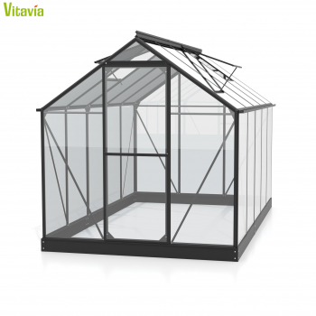 Vitavia Gewächshaus Triton 6200 ESG Glas BxT 198x317cm schwarz + Fundamentsrahmen