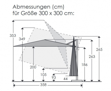 Schneider SET Ampelschirm Rhodos Twist 300x300cm natur + Ständer + Hülle