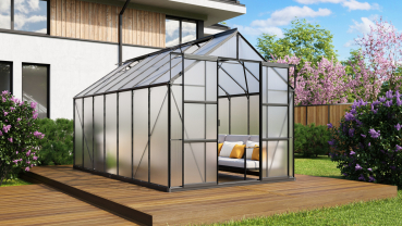 Preview: Vitavia Hohes Gewächshaus Uranus 11500 BxTxH 257x445x248cm 4mm HKP Alu schwarz