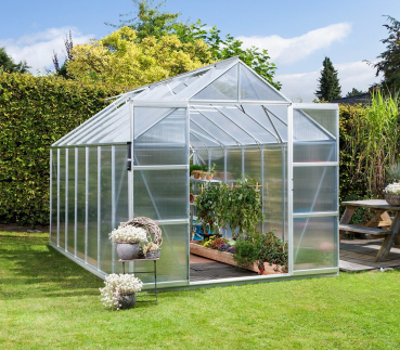 SPARSET Vitavia Gewächshaus Uranus 11500 4mm HKP 2,5x4,5 eloxiert + Fundamentsrahmen