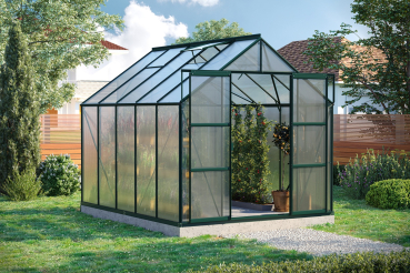 Preview: Vitavia Hohes Gewächshaus Uranus 8300 BxTxH 257x321x248cm 4mm HKP Alu smaragd
