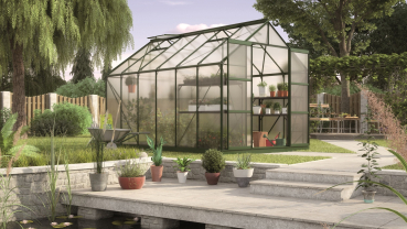 SPARSET Vitavia Gewächshaus Uranus 9900 4mm HKP 257x383 smaragd + Fundamentsrahmen