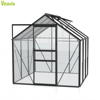 Vitavia Gewächshaus Venus 3800 BxTxH 195x195x197cm 3,8m² ESG Glas Alu schwarz