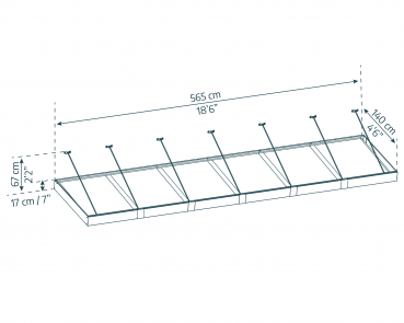 Palram-Canopia Tür Vordach SOPHIA XL 5.7x1.4 (565x140x17cm) 4mm Acryl/klar