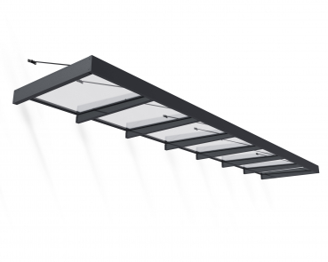 Palram-Canopia Tür Vordach SOPHIA XL 7000 (660x140cm) Alu grau 4mm Acryl klar