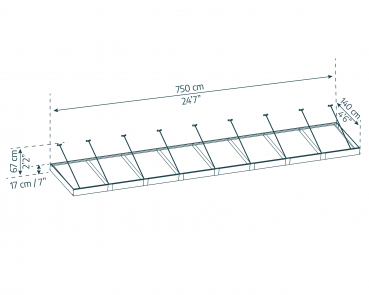 Palram-Canopia Tür Vordach SOPHIA XL 7.5x1.4 (750x140x17cm) 4mm Acryl/klar