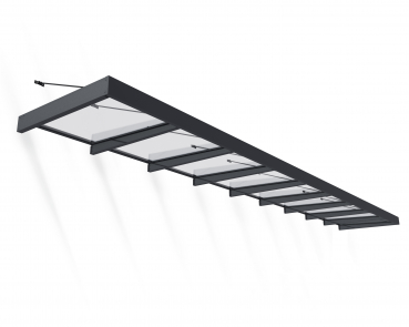 Palram-Canopia Tür Vordach SOPHIA XL 9000 (845x140cm) Alu grau 4mm Acryl klar