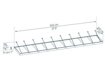 Palram-Canopia Tür Vordach SOPHIA XL 9000 (845x140cm) Alu grau 4mm Acryl klar