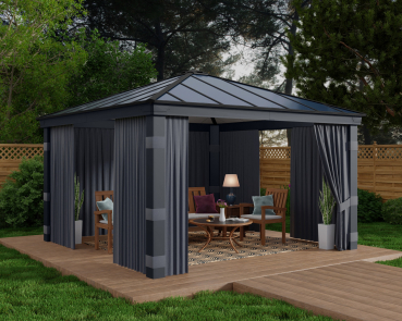 Palram-Canopia Vorhangset 4tlg. für Pavillon DALLAS 4.3x4.3 (14x14) Dunkelgrau