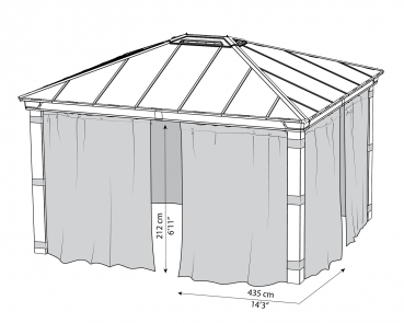 Palram-Canopia Vorhangset 4tlg. für Pavillon DALLAS 4.3x4.3 (14x14) Dunkelgrau