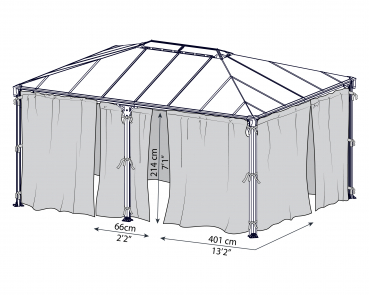 Palram-Canopia Vorhänge-Set für Pavillon Martinique 3.6x5 und Milano 3x4.3