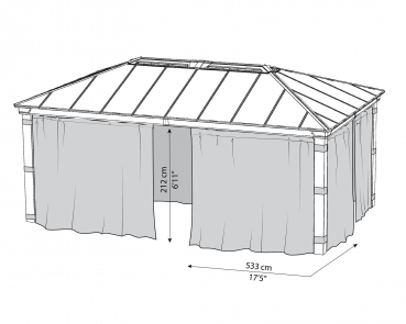 Palram-Canopia Vorhangset 4tlg. für Pavillon DALLAS 4.3x6 (14x20) Dunkelgrau