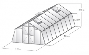 Vario Stahl Gewächshaus Kärnten 4 Nörpelglas 4mm BxT 276x406cm 11,2m² Anthrazit