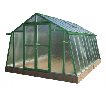 Vario Stahl Gewächshaus Landhaus 3 Nörpelglas 4mm BxL 303x303cm 9m² Moosgrün
