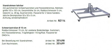 May Stahl Standrahmen Mast 76mm für RIALTO 103x103cm fahrbar (windempfindlich!)