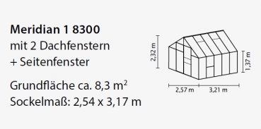 AKTION Vitavia Gewächshaus Meridian 1 8300 257x321 ESG Glas Alu smaragd + 2 Dachlüfter