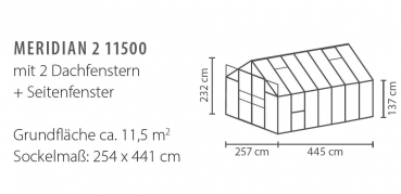 SET Vitavia Gewächshaus Meridian 2 11500 257x445 ESG smaragd + Fundamentsrahmen