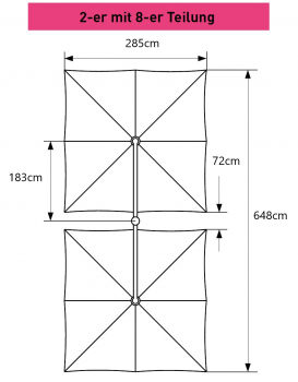 May Ampelschirm RIALTO RG Grundmodell 2-er 285x285cm Bezug Tex-Poly