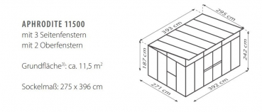 Vitavia Gewächshaus Aphrodite 11500 10mm HKP 11,5m² 295x393cm Alu schwarz