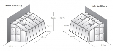 Vario Stahl Anlehngewächshaus Domus 3 Nörpelglas BxL 212x303cm 6,4m² verzinkt
